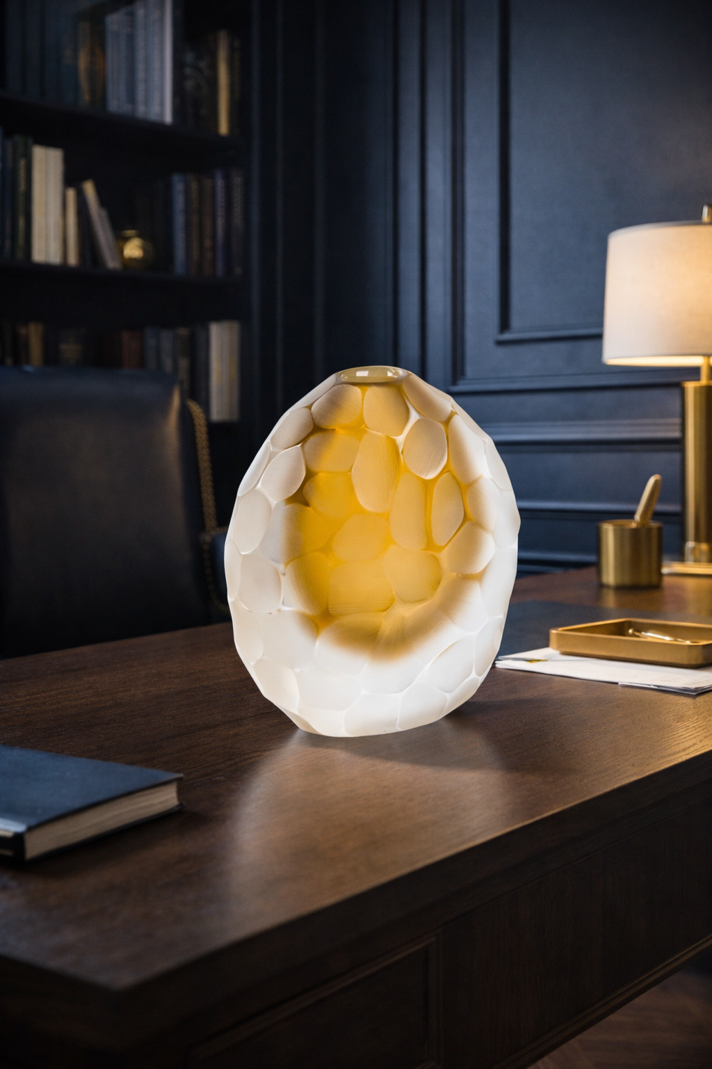 Amber Opaque Murano Glass Sphere Vase – Modern Matte Finish