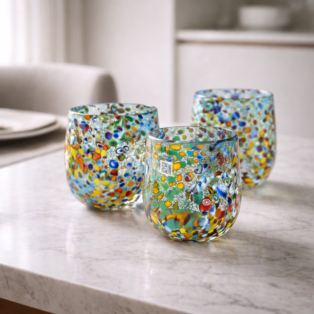 Set of 6 Light Blue Murano Glass 
