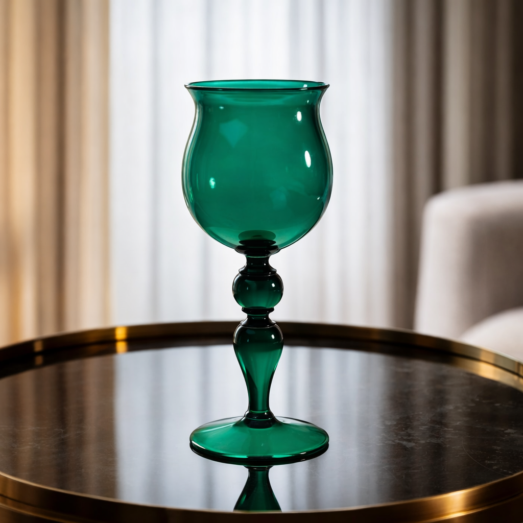 Emerald Green Murano Glass Goblet – Hand-Blown 
