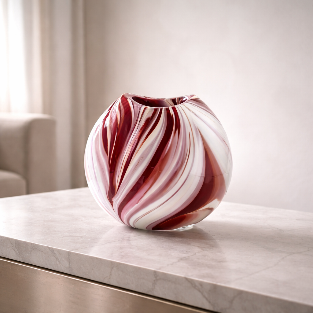 Hammered Vase – Red and Ivory 