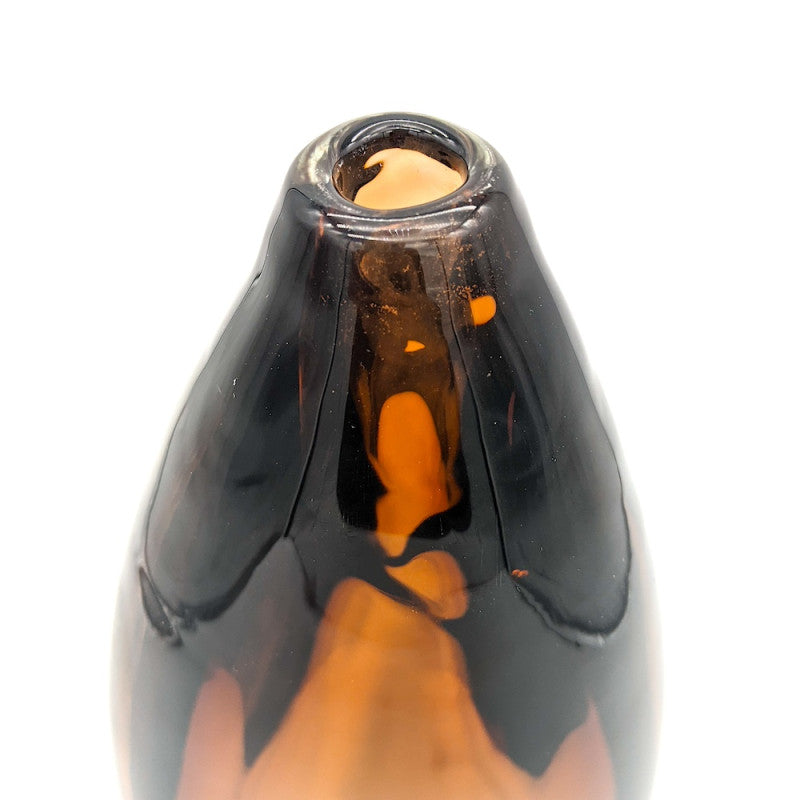 Modern Elongated Murano Glass Vase in Warm Tobacco Tones