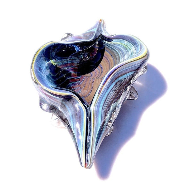 Murano Glass Artistic Sea Shell Sculpture in Iridescent Chalcedony Tones
