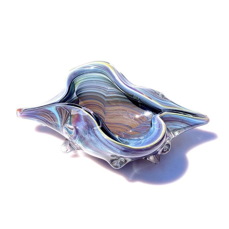 Murano Glass Artistic Sea Shell Sculpture in Iridescent Chalcedony Tones