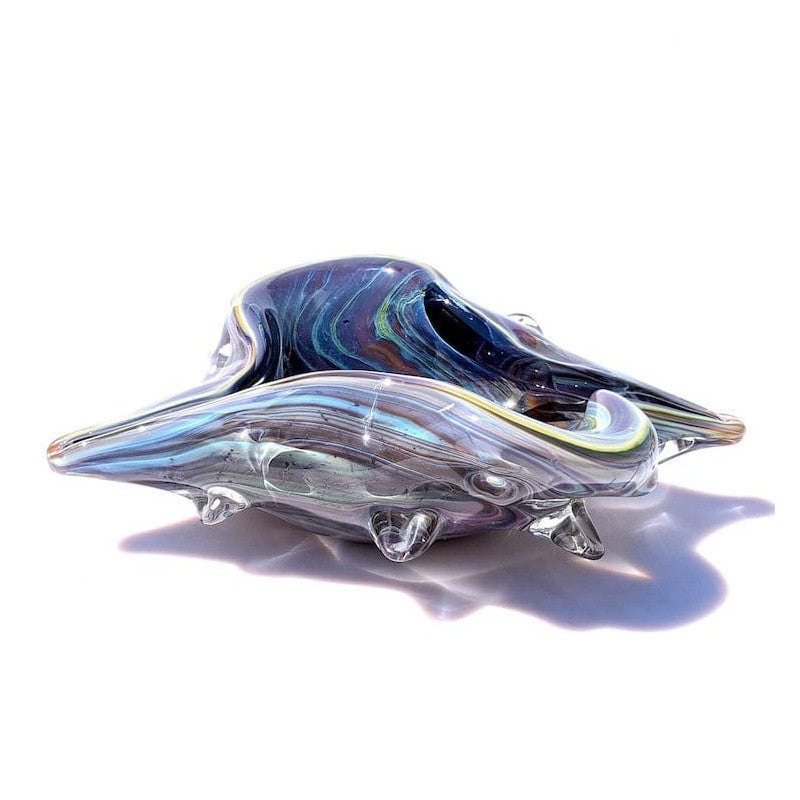 Murano Glass Artistic Sea Shell Sculpture in Iridescent Chalcedony Tones