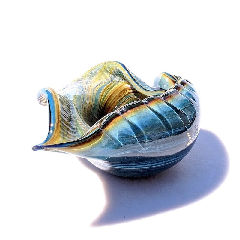 Nautical Shell Sculpture in Luminous Chalcedony and Gold Tones