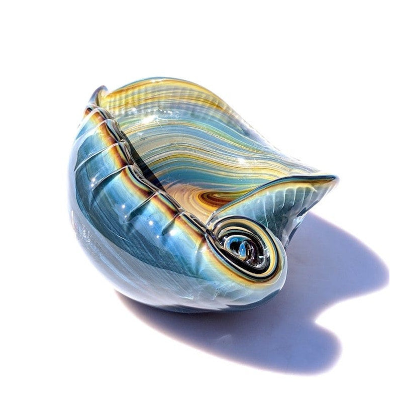 Nautical Shell Sculpture in Luminous Chalcedony and Gold Tones