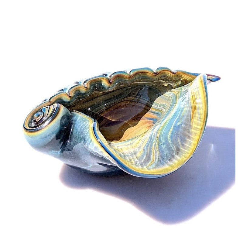Nautical Shell Sculpture in Luminous Chalcedony and Gold Tones