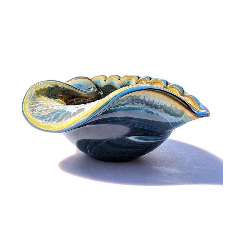 Nautical Shell Sculpture in Luminous Chalcedony and Gold Tones