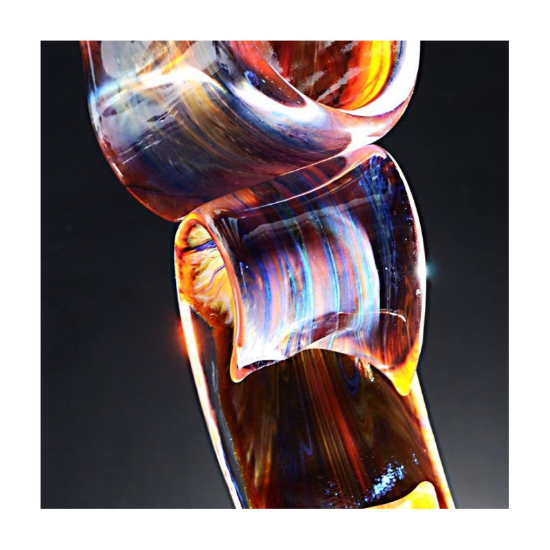 Large Murano Glass Abstract Vertical Ribbons Sculpture in Iridescent Chalcedony