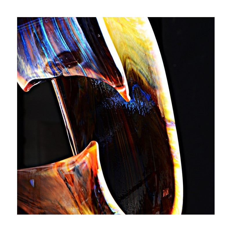 Large Murano Glass Abstract Vertical Ribbons Sculpture in Iridescent Chalcedony