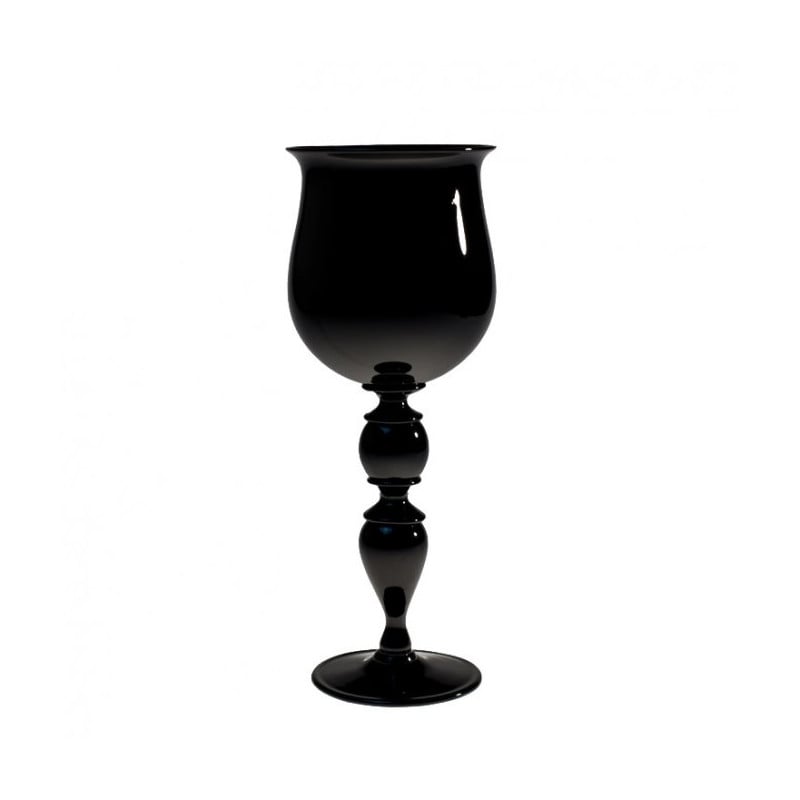 Hand-Blown Black Murano Glass Goblet – 