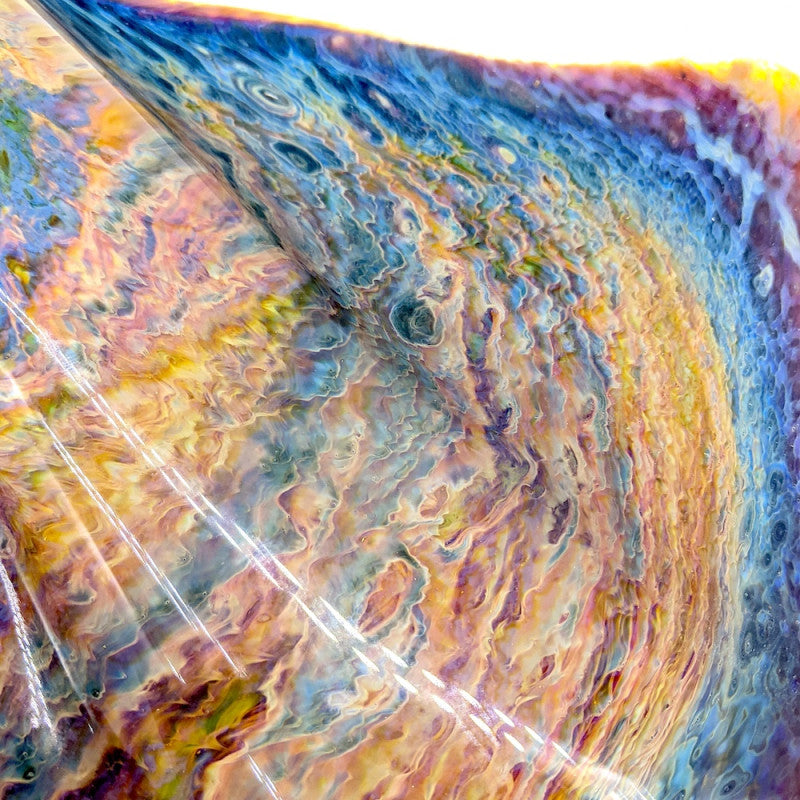 Stingray Sculpture in Multicolored Chalcedony with Crystal Base