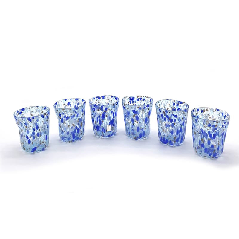 Set of 6 Mediterranean Blue Murano Glass Tumblers – 