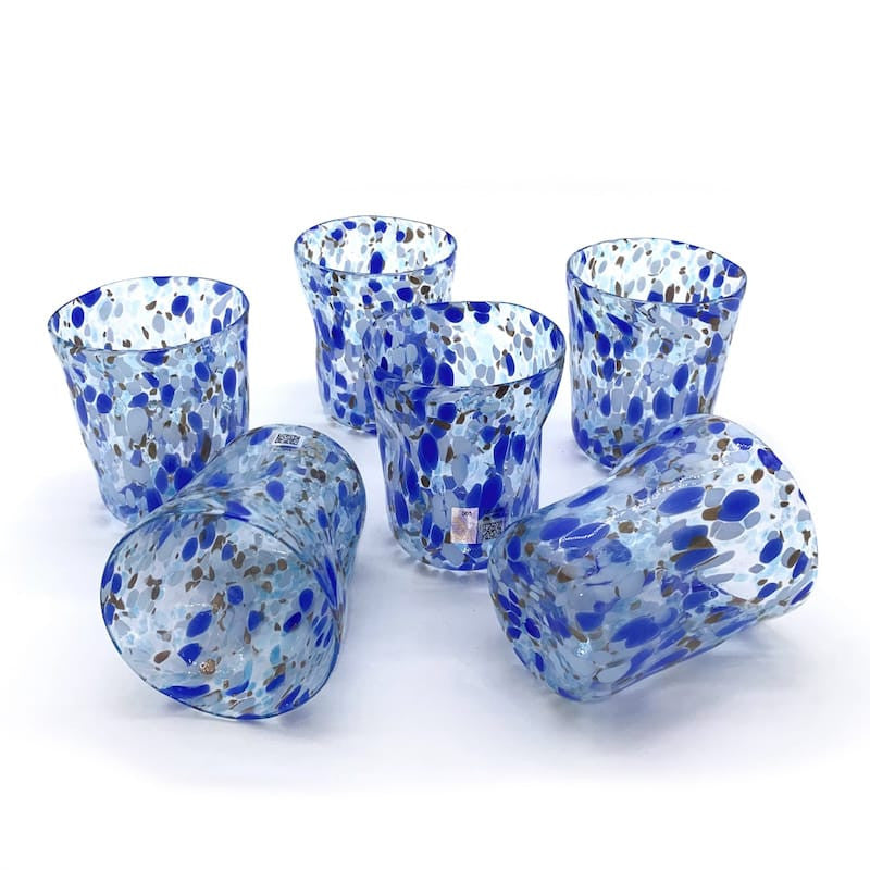Set of 6 Mediterranean Blue Murano Glass Tumblers – 