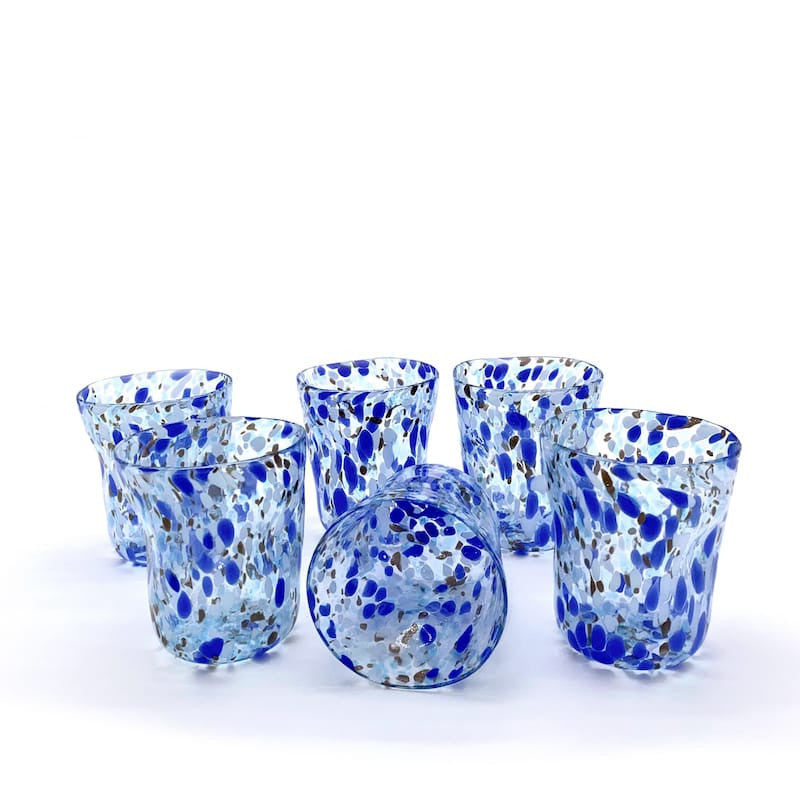 Set of 6 Mediterranean Blue Murano Glass Tumblers – 