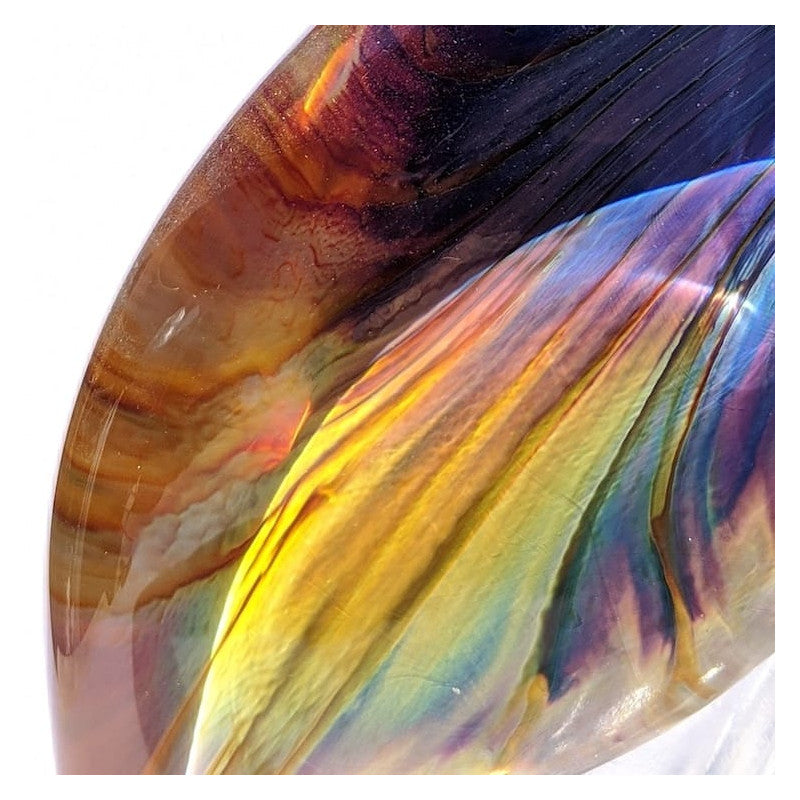 Murano Glass Dancing Flamingos Sculpture in Iridescent Chalcedony and Amber