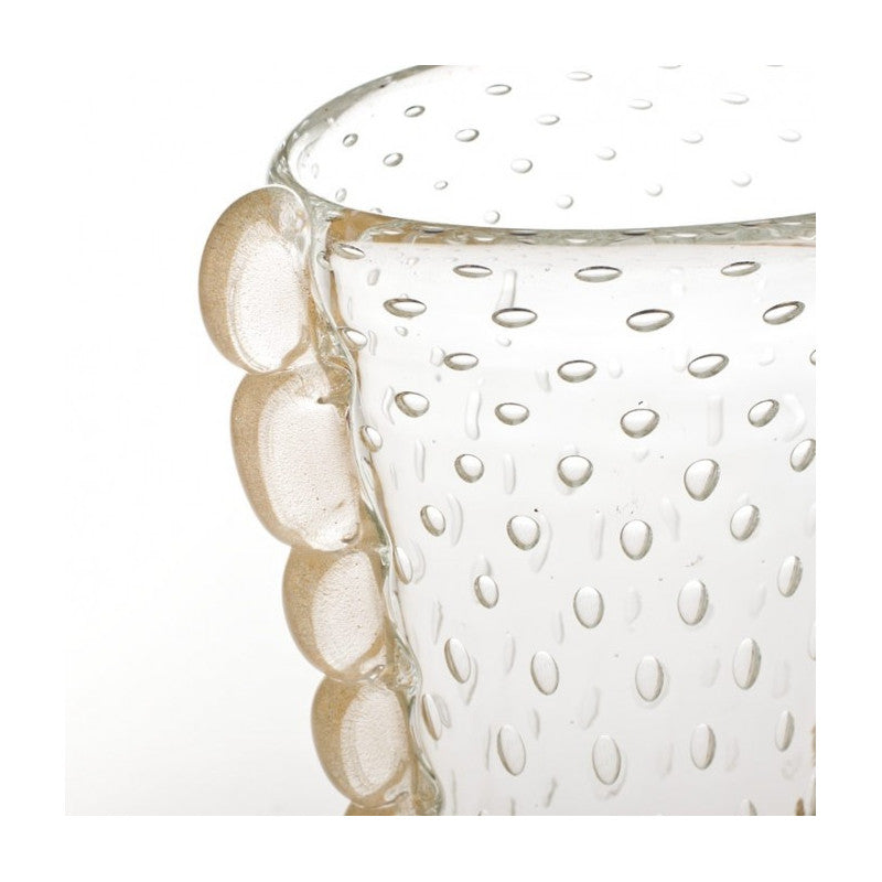 Classic Elongated Murano Glass Vase with 24K Gold Leaf and Lace-Effect Detailing