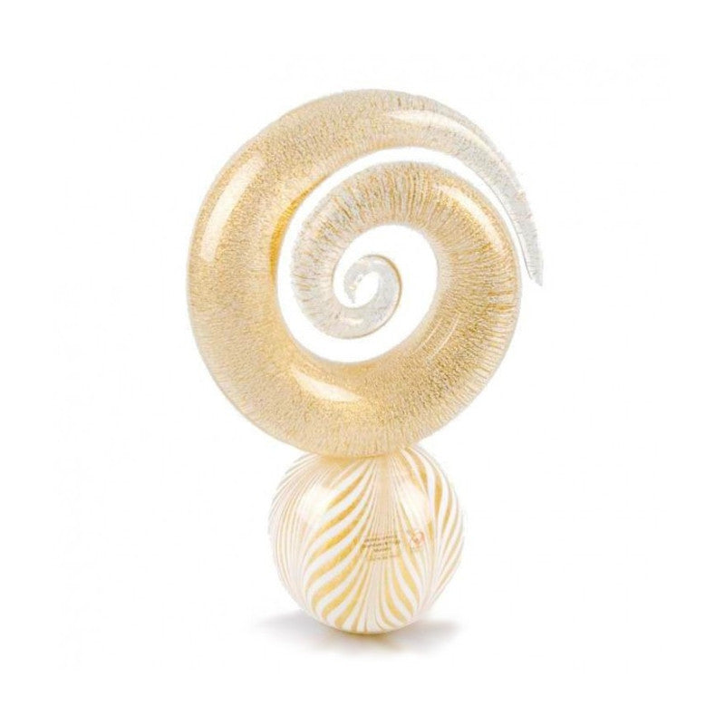 Murano Glass Abstract Spiral Sculpture with 24K Gold Leaf and Fenicio Filaments