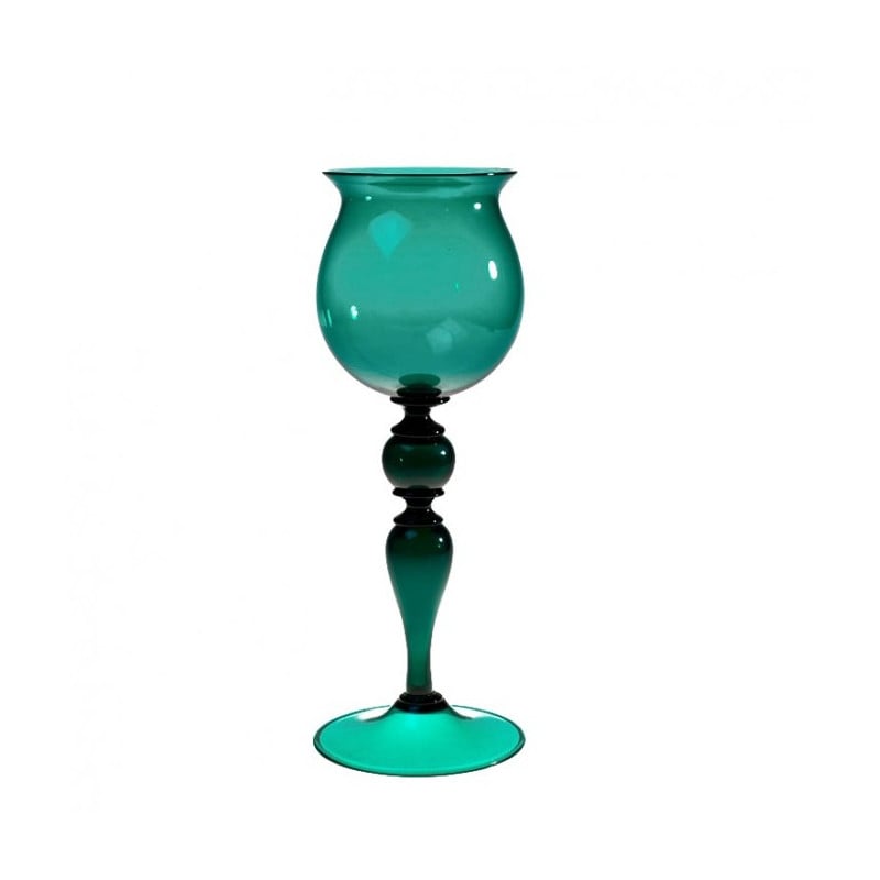 Emerald Green Murano Glass Goblet – Hand-Blown 