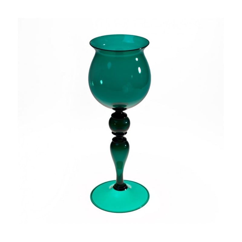 Emerald Green Murano Glass Goblet – Hand-Blown 