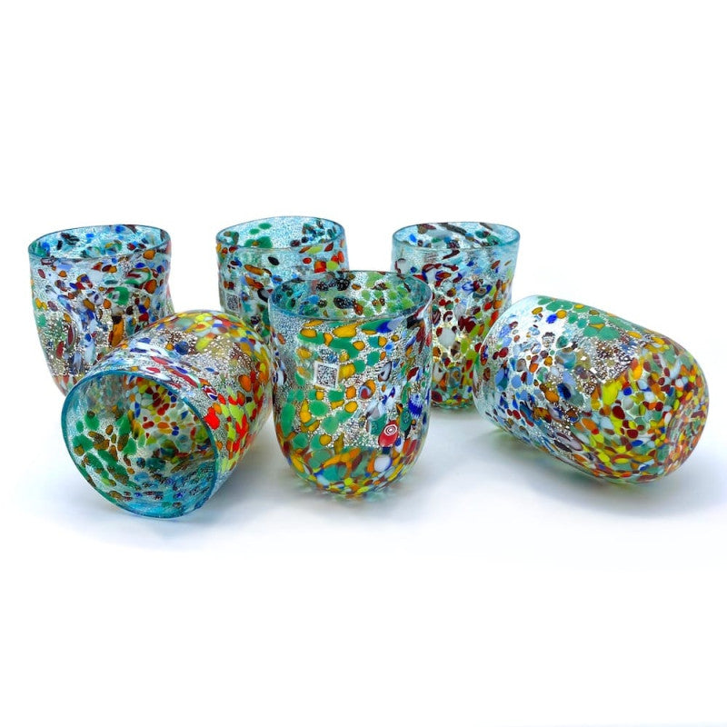 Set of 6 Light Blue Murano Glass 