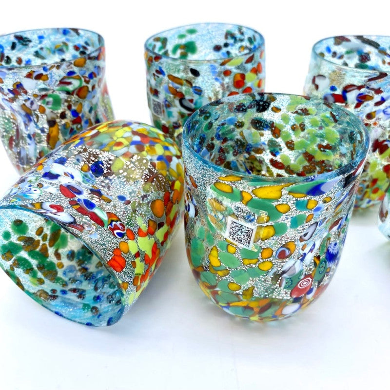 Set of 6 Light Blue Murano Glass 