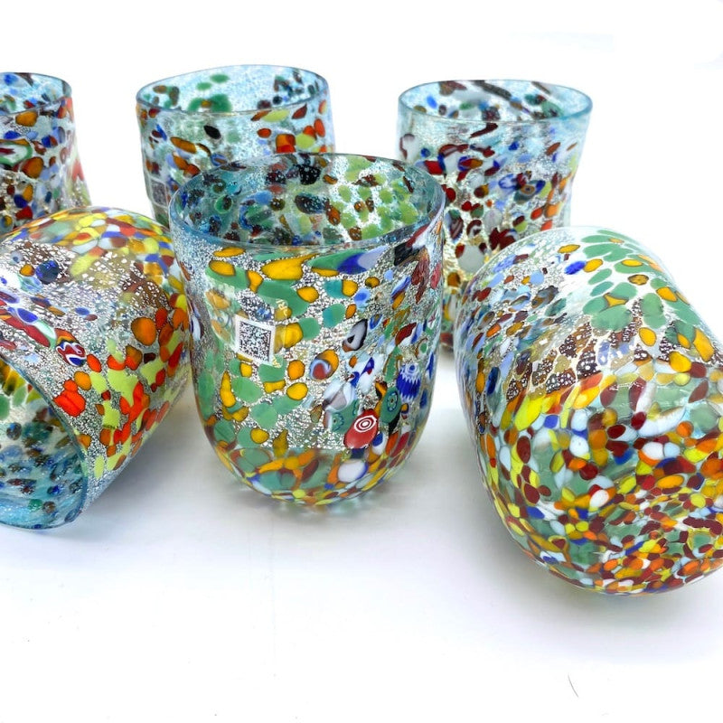 Set of 6 Light Blue Murano Glass 