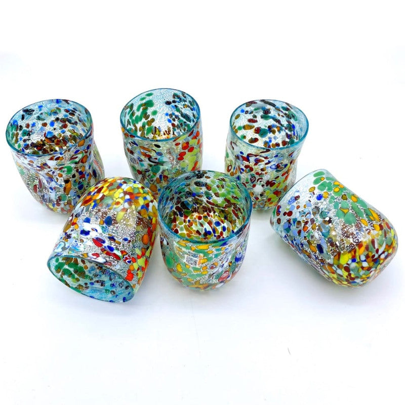 Set of 6 Light Blue Murano Glass 
