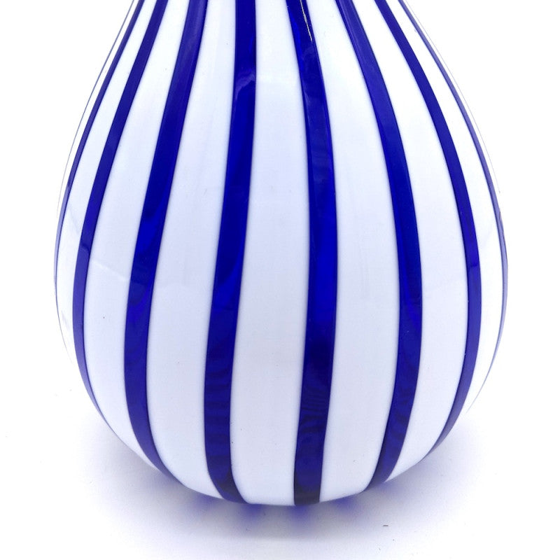 Modern Long-Neck Murano Glass Vase – Periwinkle Blue & Lilac Ribbon Design
