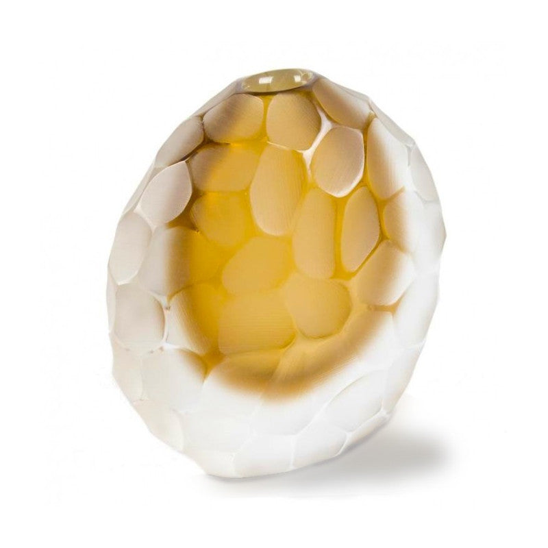 Amber Opaque Murano Glass Sphere Vase – Modern Matte Finish