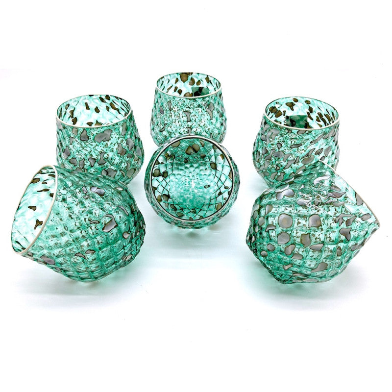 Set of 6 Emerald Green Murano Glass Tumblers – Traditional Ballotton Technique