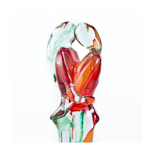 "Lovers" Sculpture – Red and Emerald Abstract Entwined Figure